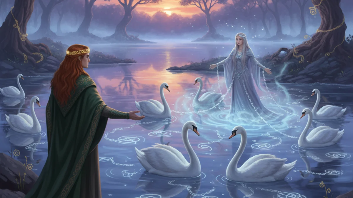 The Dream of Aengus - Mythological Cycle story illustration from Irish Legendary Cycles