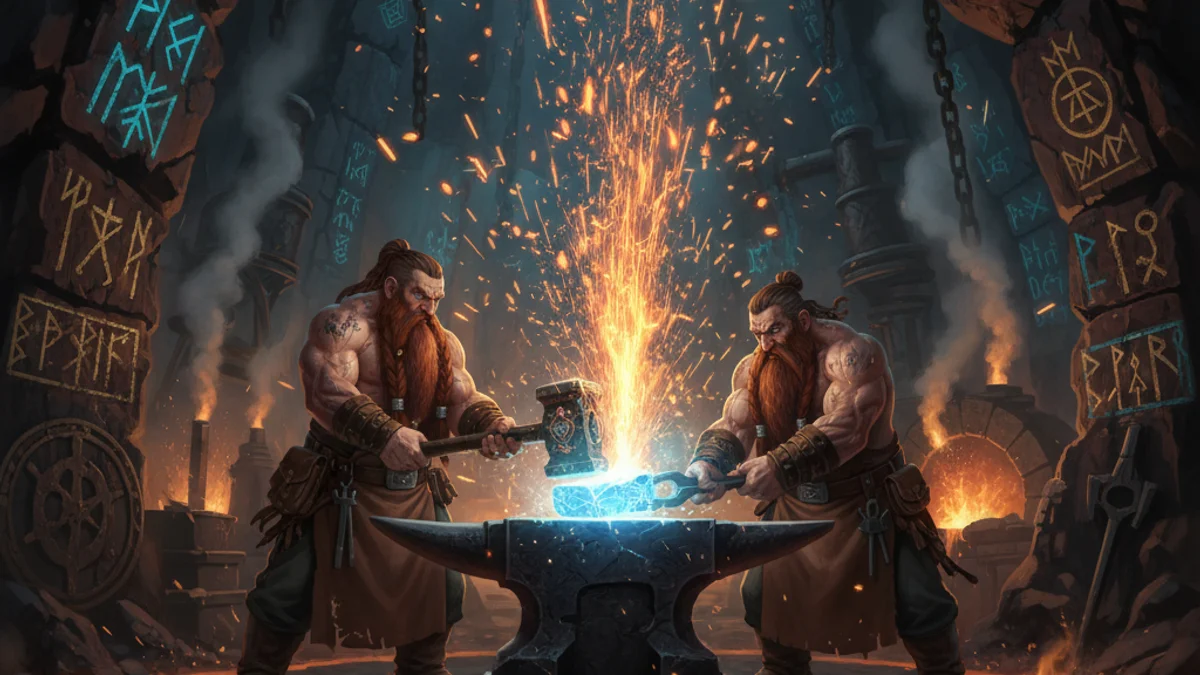 Illustration for The Dwarves - a mythical beings Norse Myths story with moral lessons