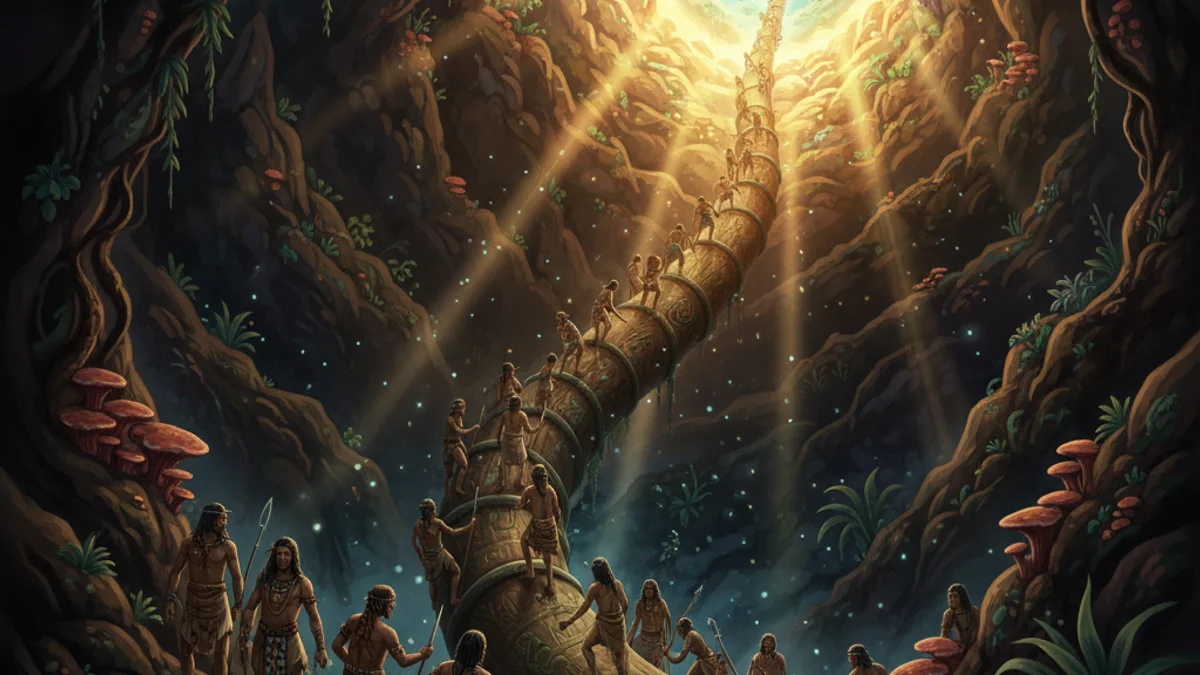 The Emergence from the Underworld - Creation Stories story illustration from Native American Legends