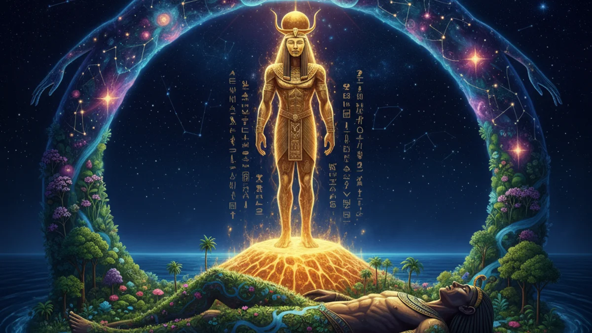 Illustration for The Ennead of Heliopolis - a creation myths Egyptian Mythology story with moral lessons