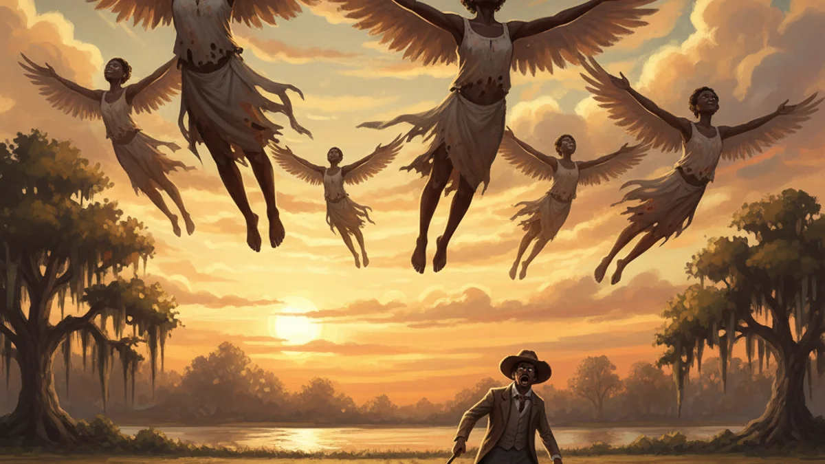 The Flying Africans - Folk Heroes story illustration from African-American Folklore