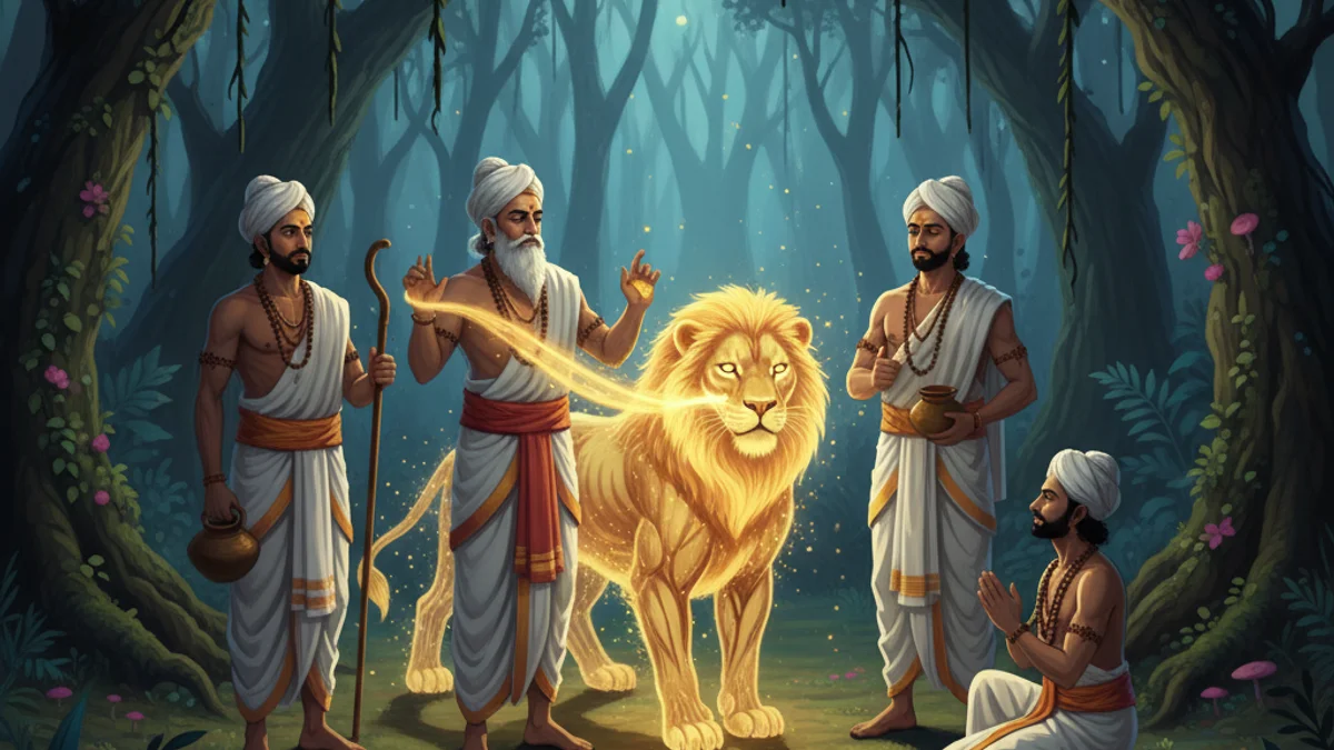 The Four Brothers - Vikram and Betaal story illustration from Indian Story Collections
