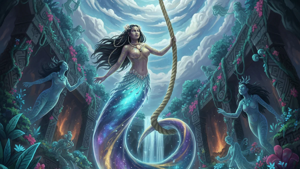 The Goddess Hikule'o - Tales story illustration from Tongan Mythology