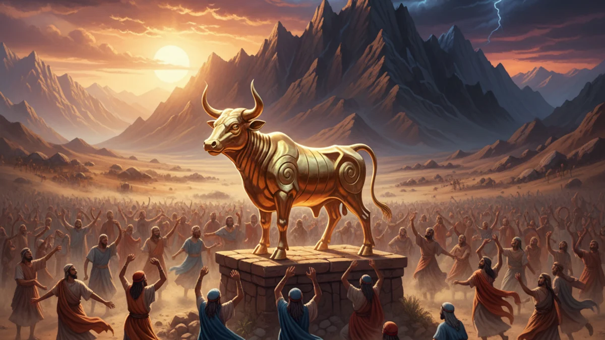 The Golden Calf - Tales from the Torah story illustration from Jewish Folklore