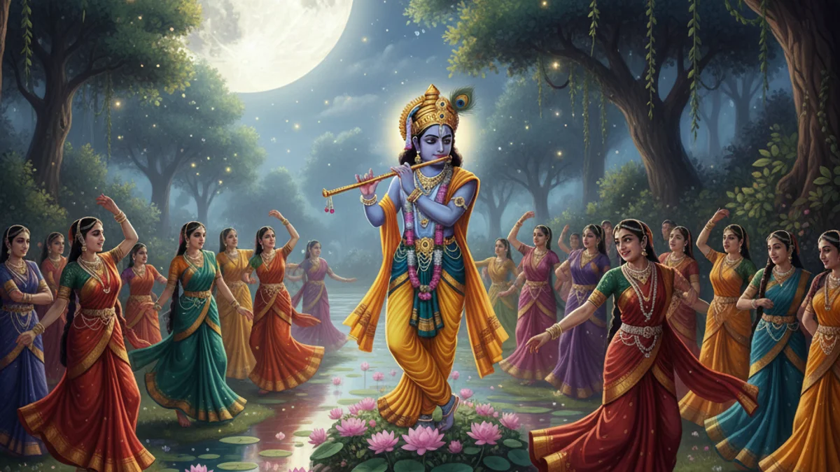 The Gopis' Devotion - Tales from the Bhagavata Purana story illustration from Hindu Puranas