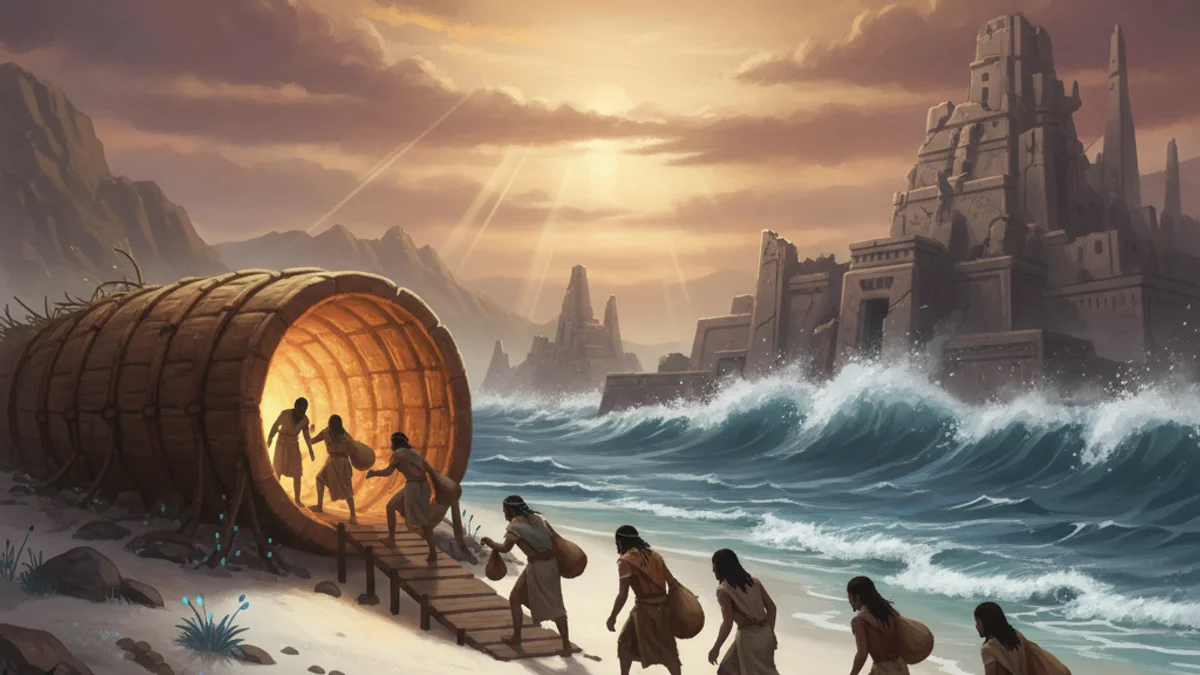 The Hopi Flood - Flood Myths story illustration from Cross-Cultural Themes