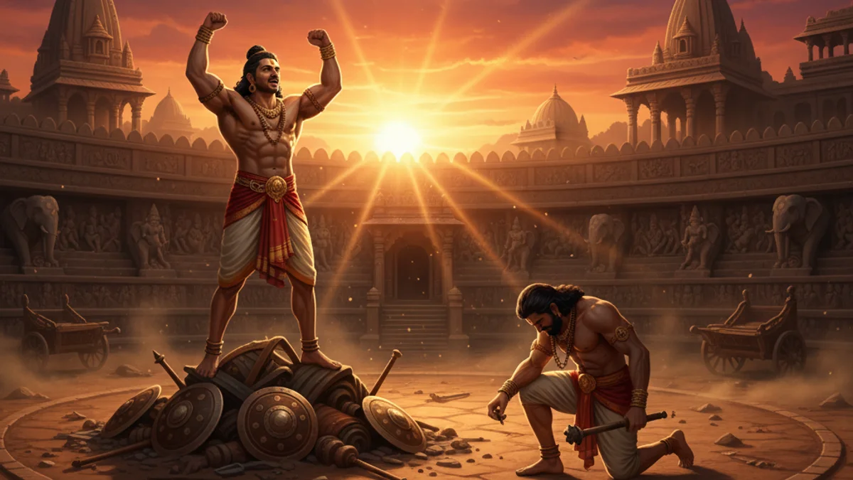 The Killing of Jarasandha - Stories from the Mahabharata story illustration from Hindu Epics