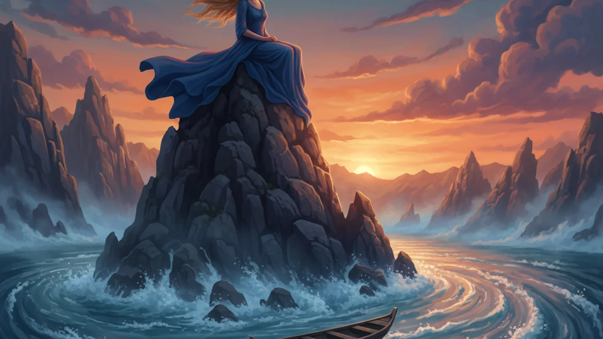 The Lorelei - Regional Legends story illustration from German Folklore