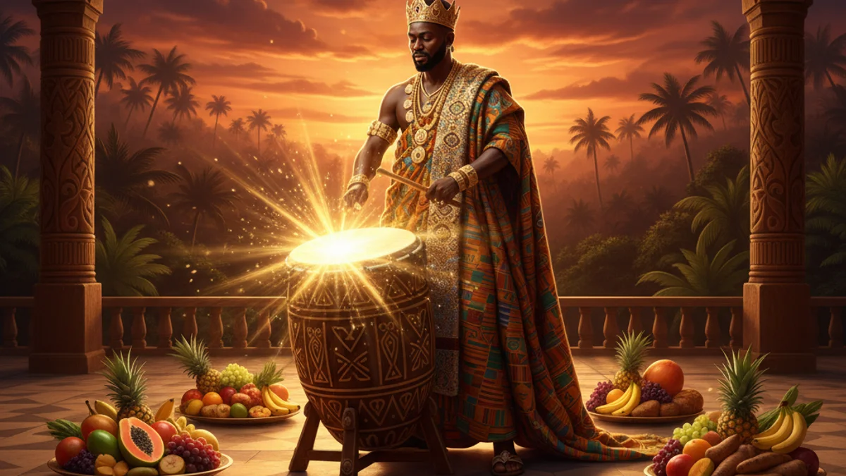 The Magic Drum - Ashanti Tales story illustration from West African Folklore