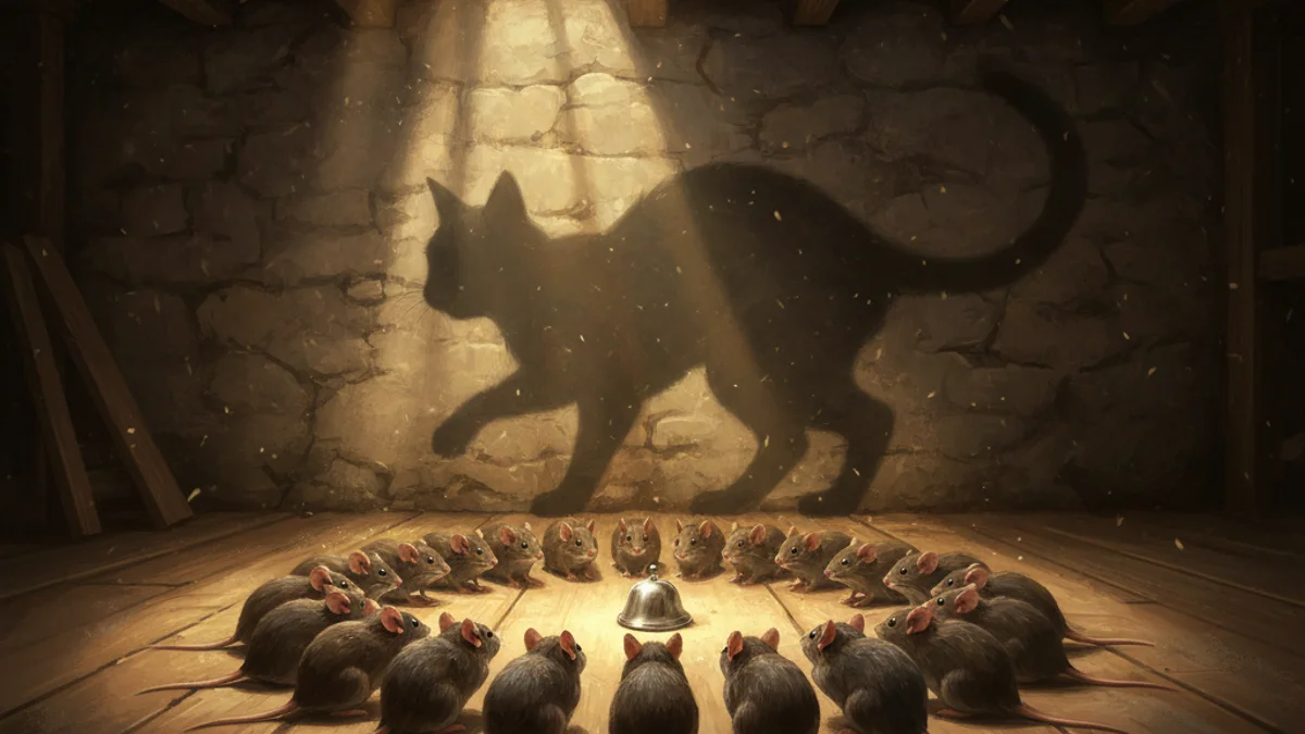 The Mice in Council - Aesop's Fables Extended story illustration from Moral Fables