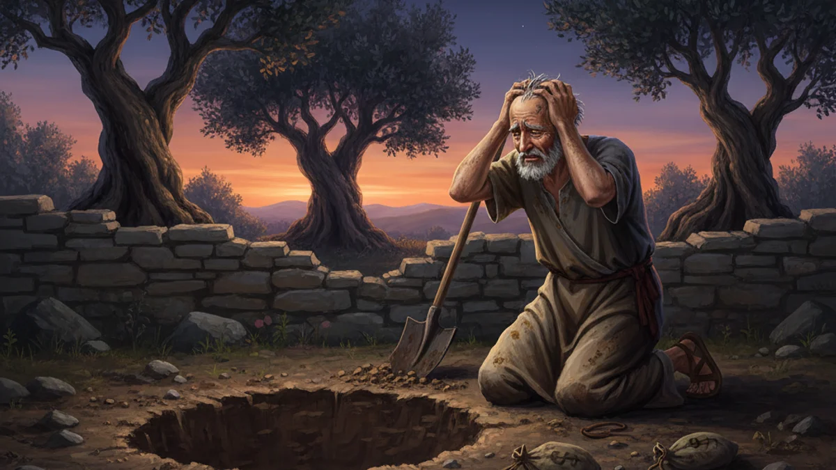 The Miser and His Gold - Additional Aesop story illustration from Greek Fables