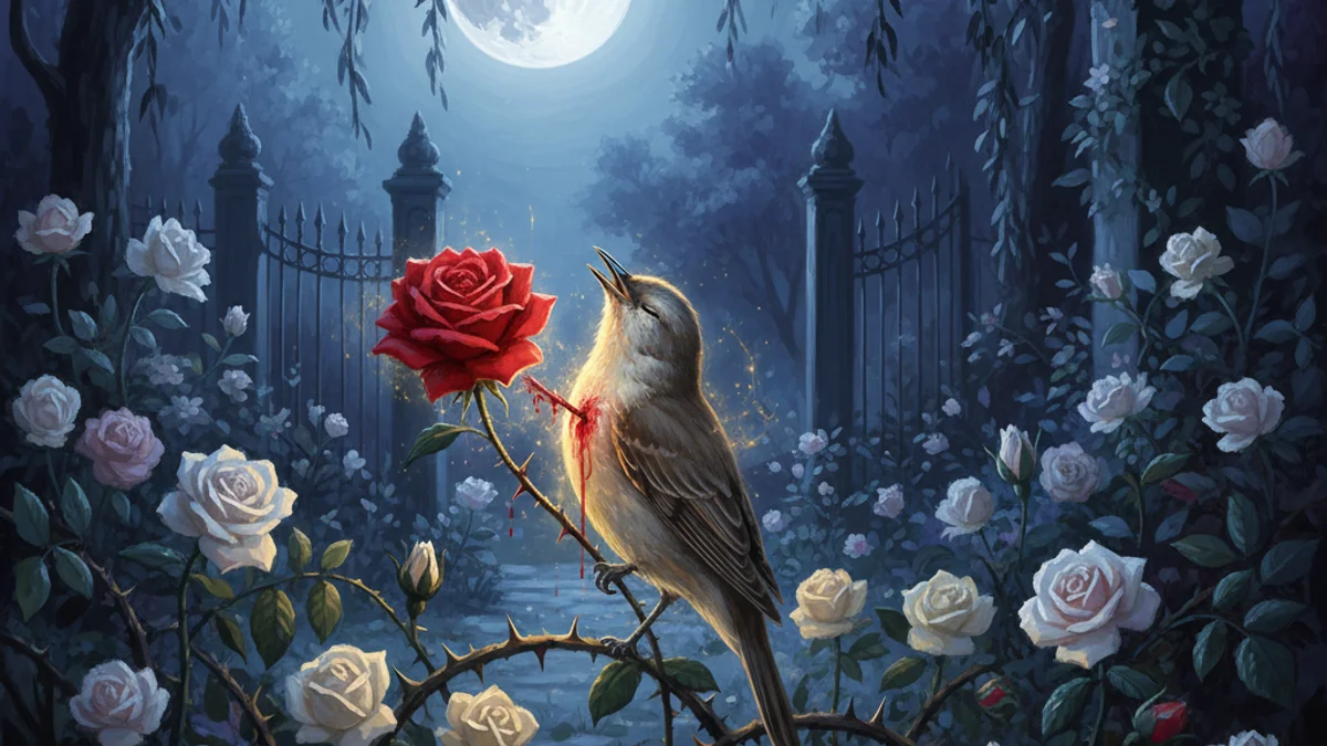 The Nightingale and the Rose - Classic Tales story illustration from Oscar Wilde Fairy Tales