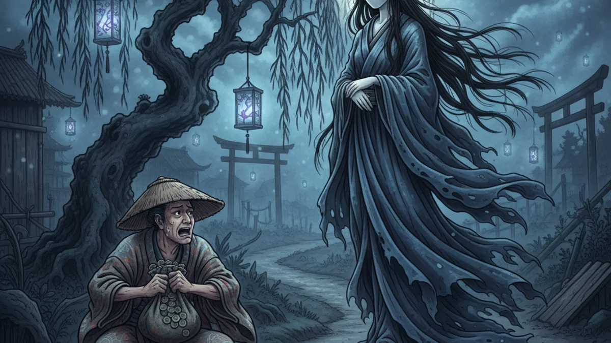 Illustration for The Noppera-bo Faceless Ghost - a supernatural tales Japanese Folklore story with moral lessons