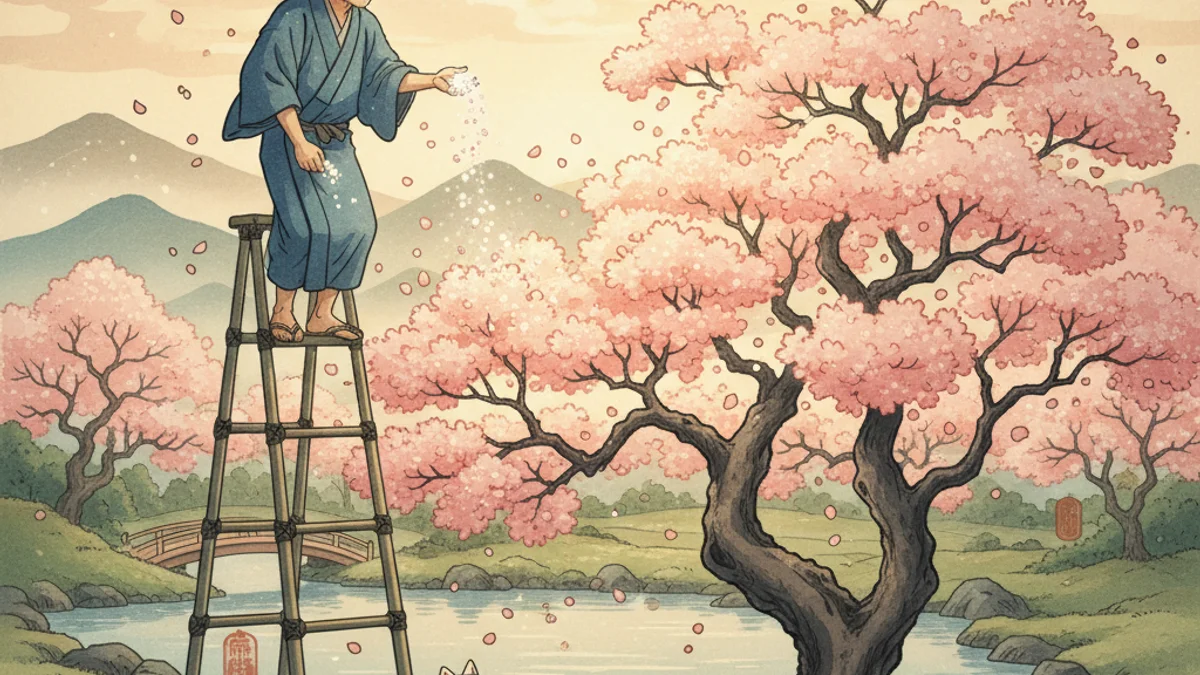 The Old Man Who Made Trees Bloom - Classic Folktales story illustration from Japanese Folklore