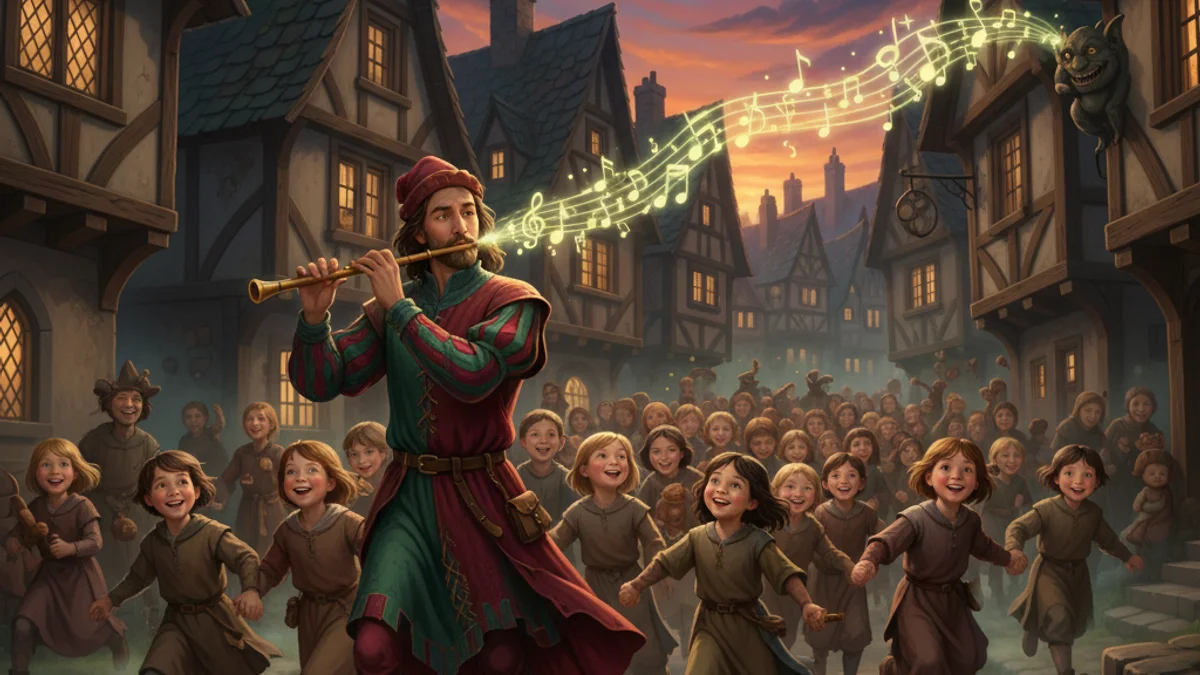 The Pied Piper of Hamelin (Extended) - Regional Legends story illustration from German Folklore