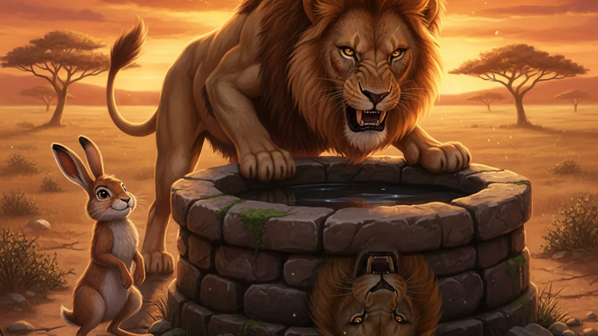 The Rabbit and the Lion - Swahili Tales story illustration from East African Folklore