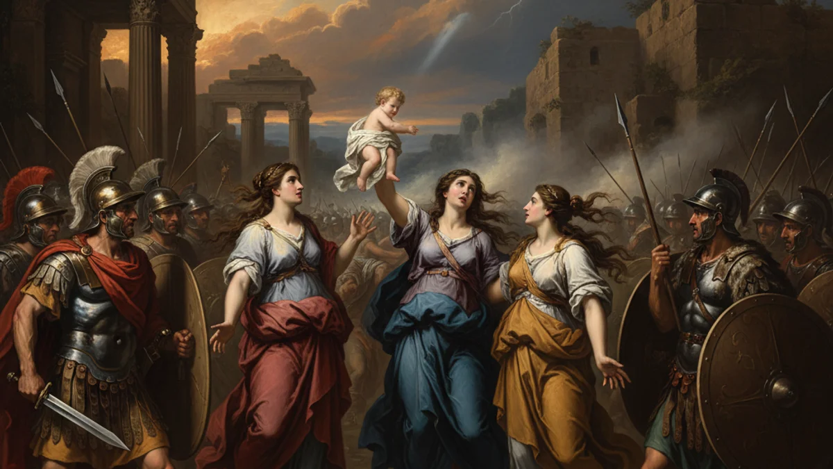 The Rape of the Sabine Women - Founding Legends story illustration from Roman Mythology