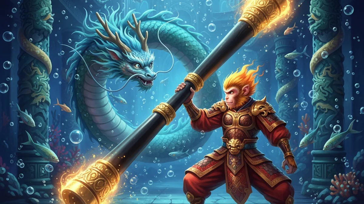 The Ruyi Jingu Bang - Journey to the West story illustration from Chinese Legends