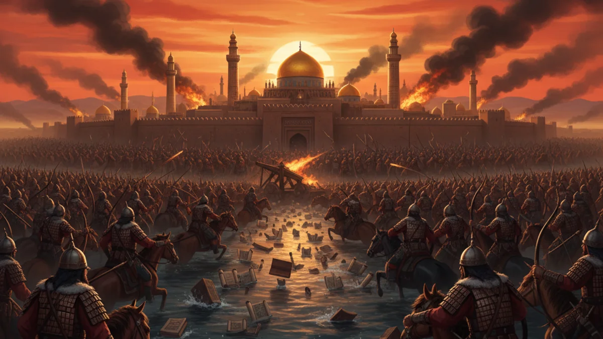 The Sack of Baghdad - Tales of Mongol Conquests story illustration from Mongolian Epics