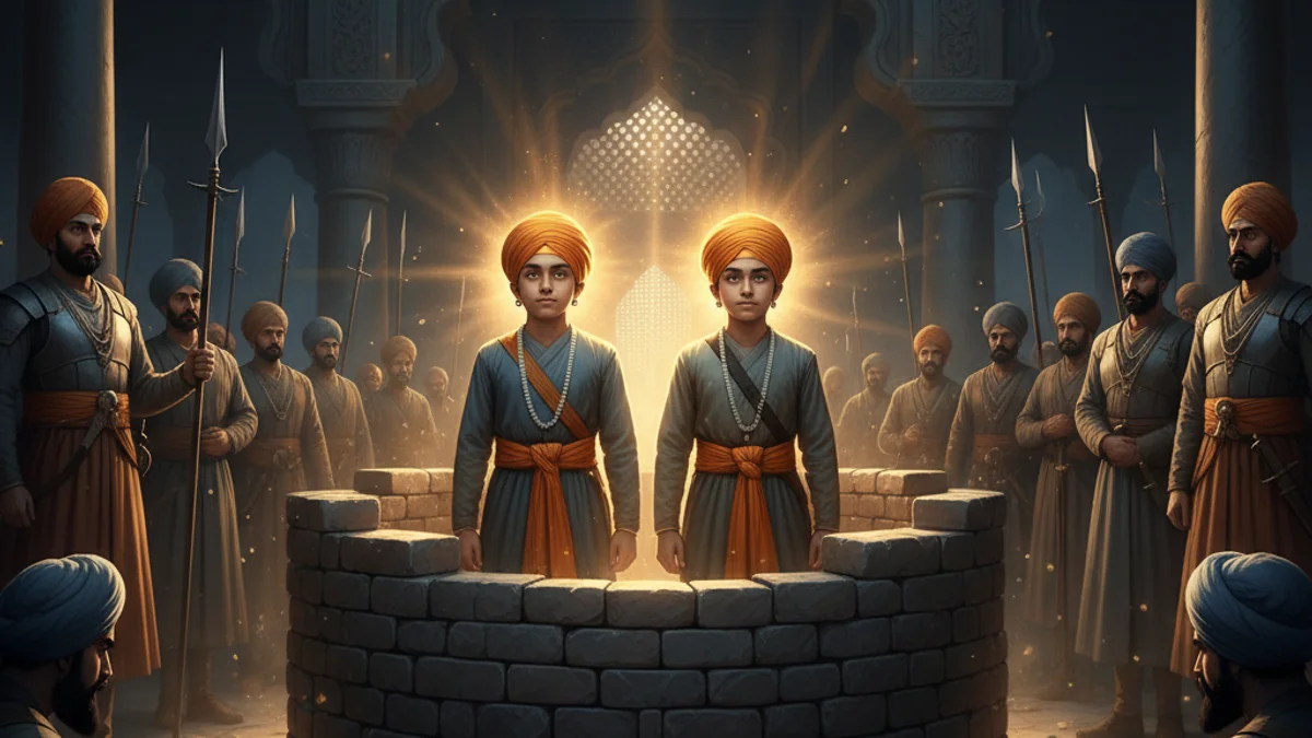 The Sacrifice of the Sahibzade - Stories of Sikh Gurus story illustration from Sikh Saakhis