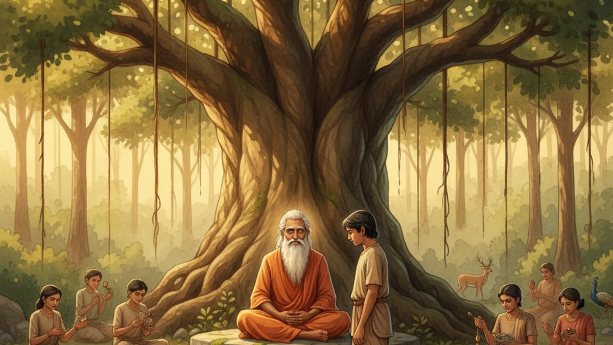 Illustration for The Sage's Test - a tales of compassion and wisdom Buddhist Jataka Tales story with moral lessons