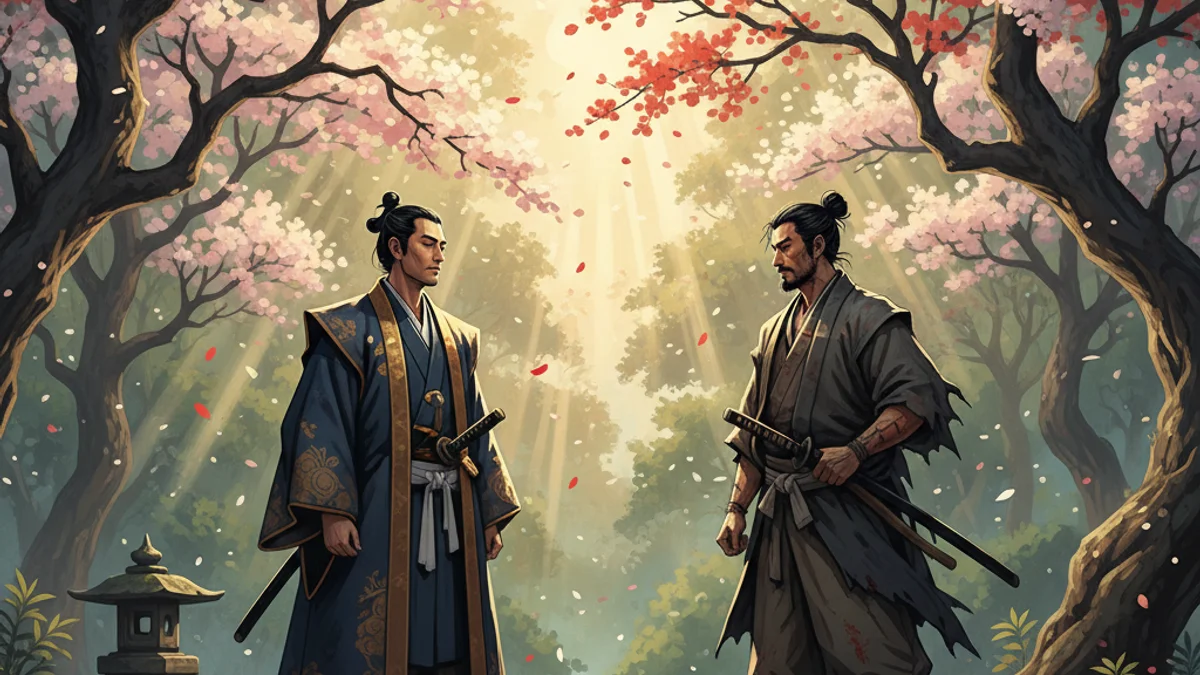 The Samurai and the Tea Ceremony - Tales of Bushido story illustration from Japanese Samurai Legends