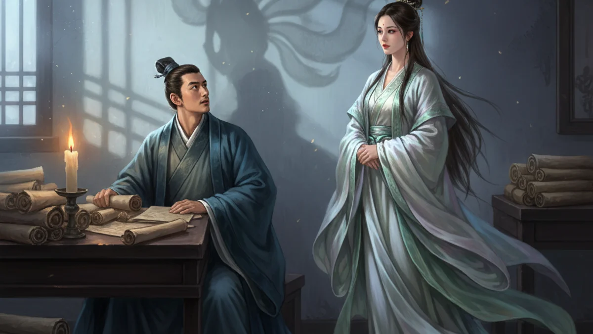 Illustration for The Scholar and the Fox Spirit - a ghost stories Chinese Legends story with moral lessons