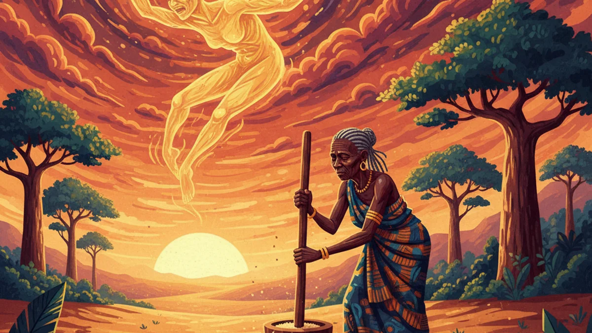 The Separation of God and Man - Creation Myths story illustration from African Folktales