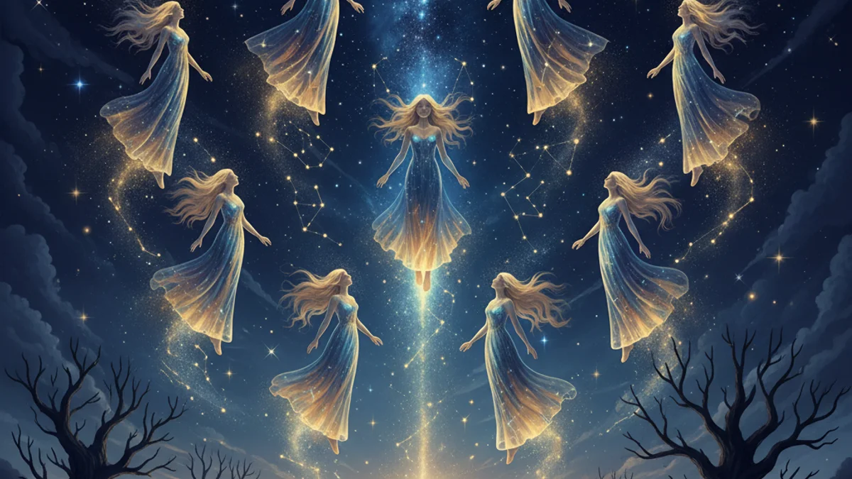 The Seven Sisters Pleiades - Constellation Myths story illustration from Cross-Cultural Themes