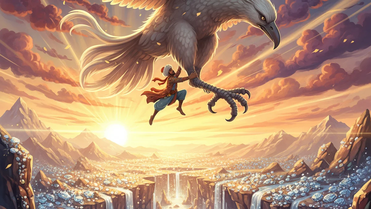 The Seven Voyages of Sindbad (Retold) - Arabic Tales story illustration from Middle Eastern Folklore