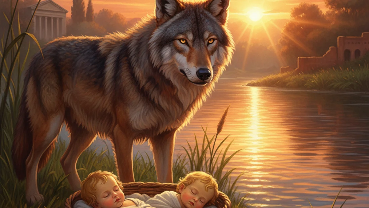 The She-Wolf of Rome - Founding Legends story illustration from Roman Mythology