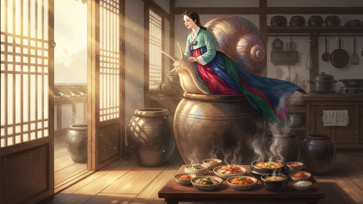 Illustration for The Snail Woman - a classic folktales Korean Mythology story with moral lessons