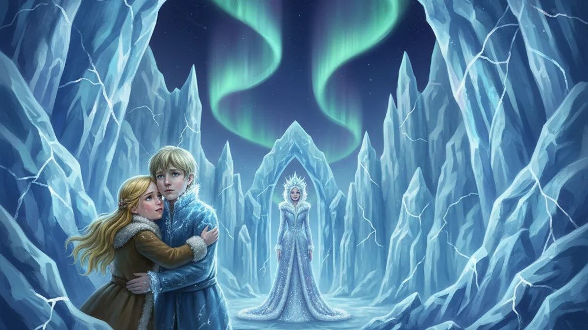 Illustration for The Snow Queen - a famous fairy tales European Folklore story with moral lessons