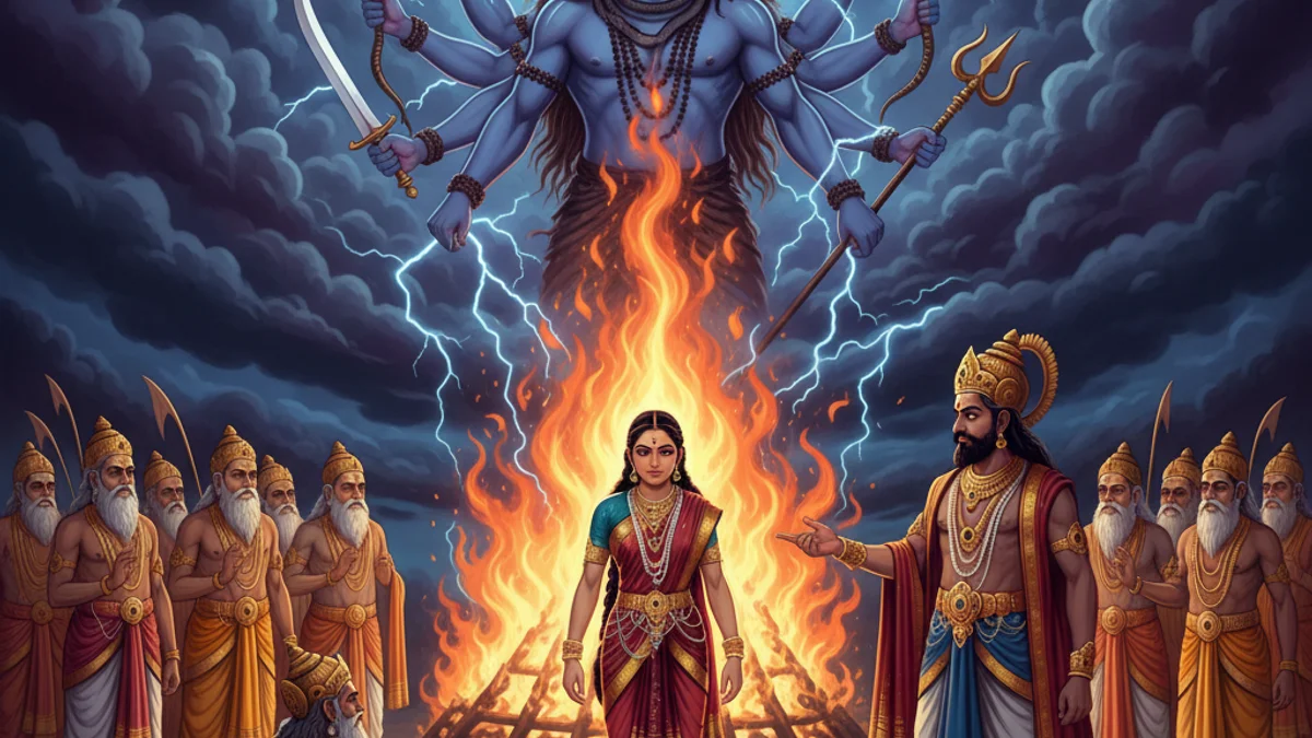 The Story of Daksha's Sacrifice - Stories of Vishnu and Shiva story illustration from Hindu Puranas