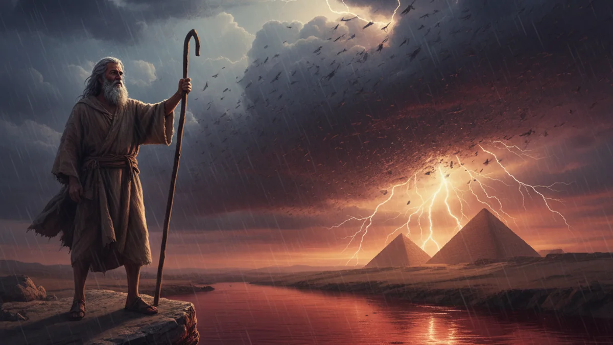 The Ten Plagues - Tales from the Torah story illustration from Jewish Folklore