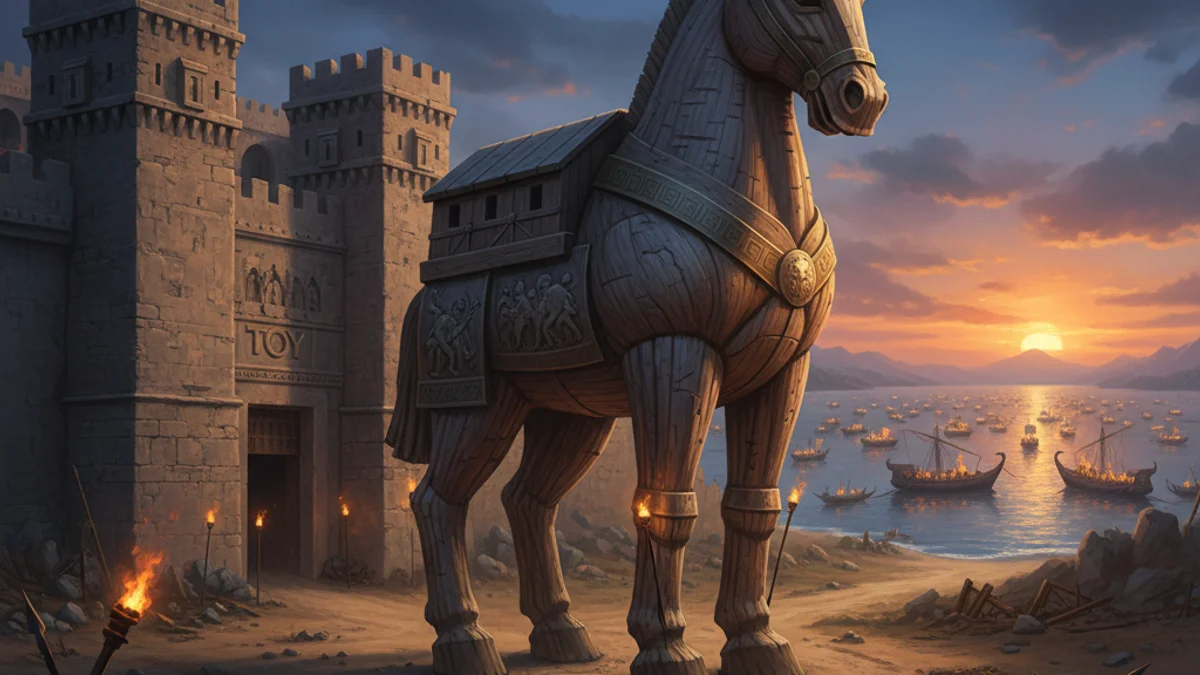 Illustration for The Trojan War - a famous myths Greek Myths story with moral lessons