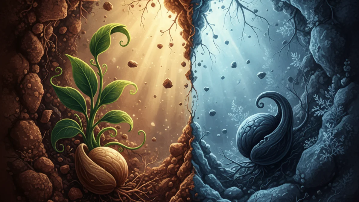 Illustration for The Two Seeds - a teaching stories World Wisdom Tales story with moral lessons