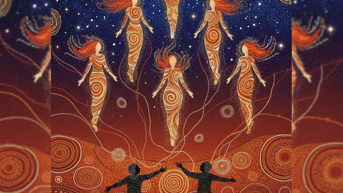 The Two Wise Men and the Seven Sisters - Dreamtime Stories story illustration from Australian Aboriginal