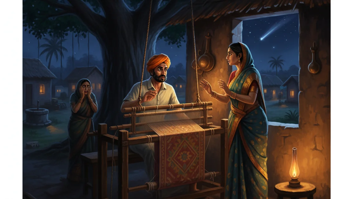The Weaver's Wife - Tales of Wisdom and Strategy story illustration from Panchatantra
