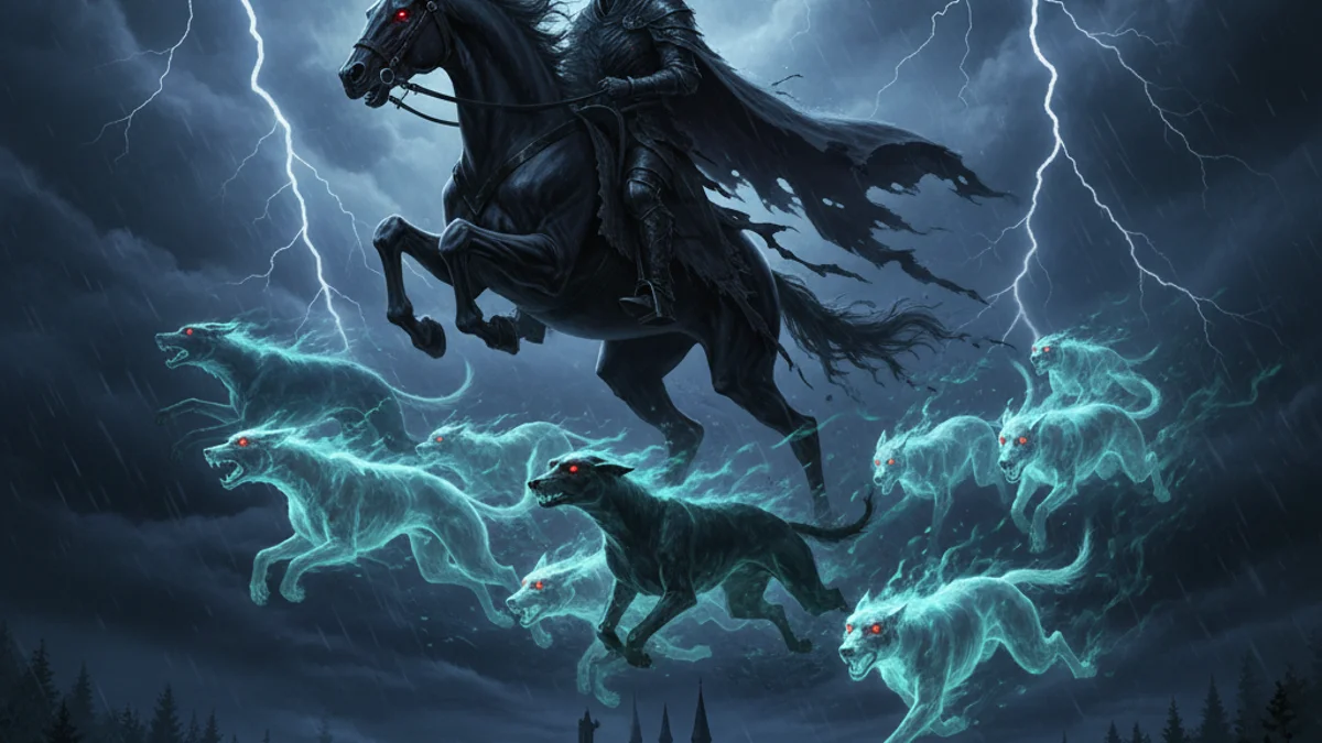 The Wild Huntsman - Regional Legends story illustration from German Folklore