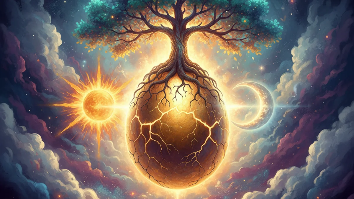 Illustration for The World Egg - a creation myths Slavic Mythology story with moral lessons