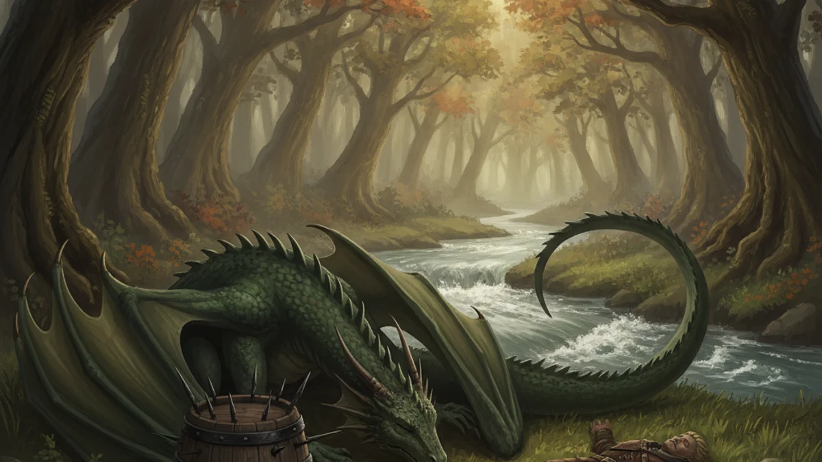 Illustration for The Wyvern of Mordiford - a dragon stories European Folklore story with moral lessons