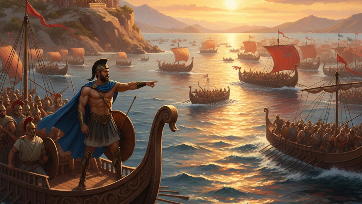 Themistocles and the Persian Wars - Greek Statesmen story illustration from Ancient Legends
