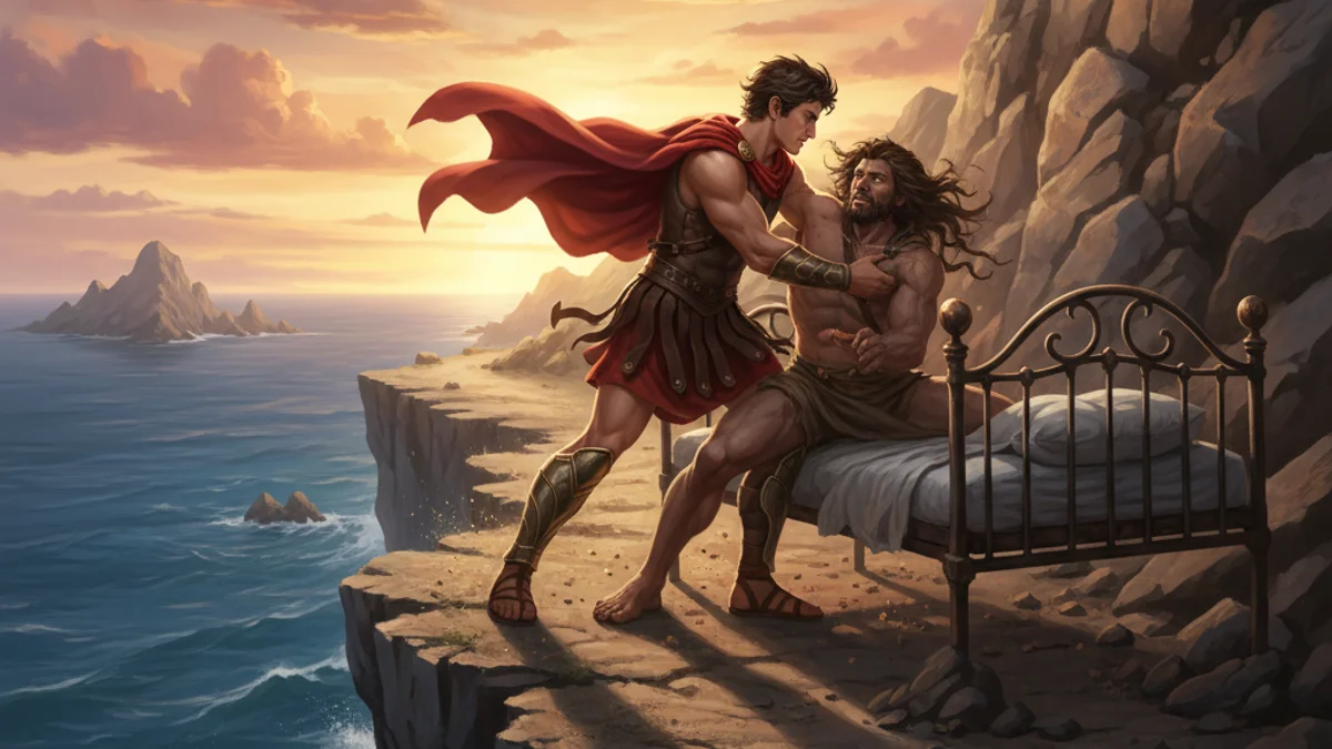 Illustration for Theseus and the Six Labors - a heroes Greek Myths story with moral lessons