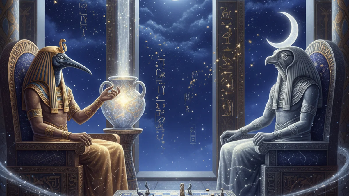 Thoth and the Moon - Gods and Goddesses story illustration from Egyptian Mythology