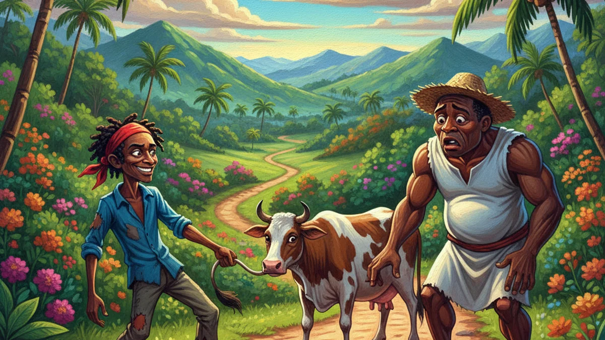 Illustration for Ti Malice and Bouki - a haitian folklore African Diaspora story with moral lessons