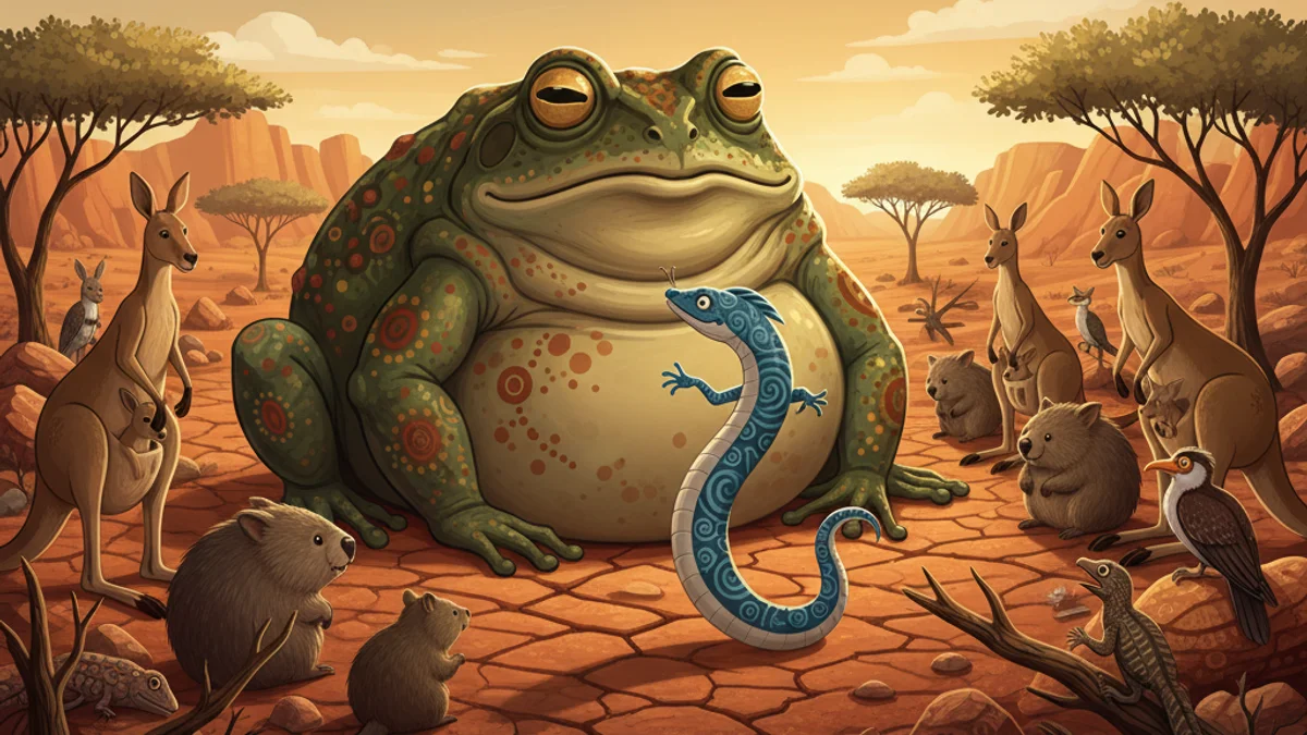 Tiddalik the Frog - Dreamtime Stories story illustration from Australian Aboriginal