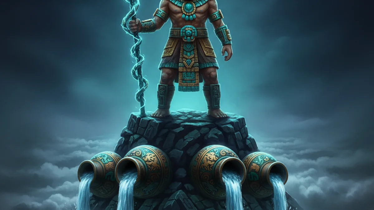 Tlaloc the Rain God - Aztec Gods story illustration from Mayan and Aztec Mythology