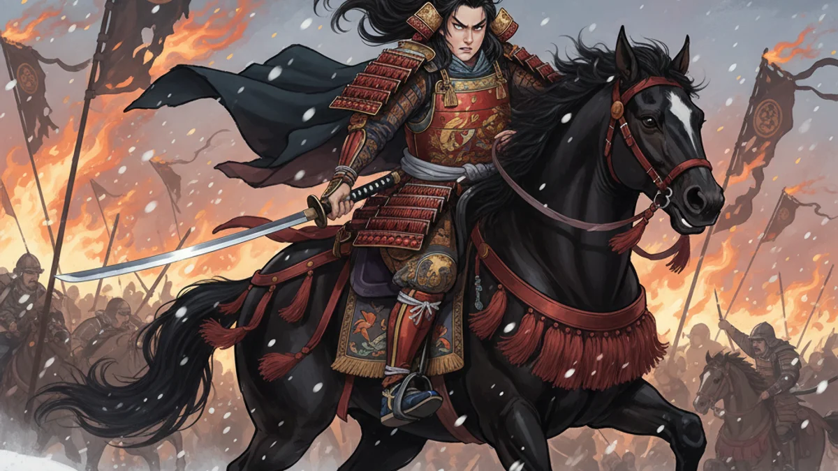 Tomoe Gozen - Samurai Heroism story illustration from Japanese Samurai Legends