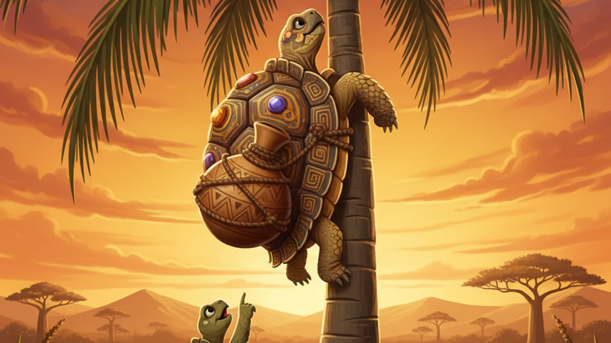 Tortoise and the Wisdom of the World - Trickster Tales story illustration from African Folktales